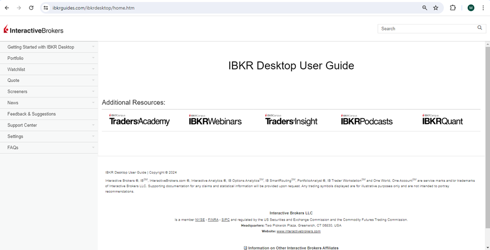 The IBKR Desktop user guide screenshot. 